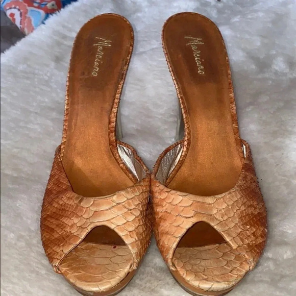 Marciano croc leather open toe stiletto mules  Sz 9.5 - Picture 5 of 16